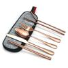 Vajilla práctica de acero inoxidable transfronteriza de Amazon, juego de 7 piezas (1010 cuchillos, tenedores, cucharas, palillos y pajita), ideal para viajes al aire libre.