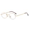 Montura de gafas para miopía ultraligera de metal ovalado con montura pequeña para mujer, maquillaje sencillo y moderno, aspecto estilizado, compatible con monturas graduadas antiluz azul.