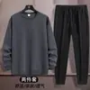 Envio RápidoConjunto Esportivo Casual Masculino para Primavera e Outono, Tamanho Grande, Gola Redonda, Manga Longa, Calça Longa, Conjunto de Duas Peças