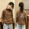 Camiseta Infantil de Manga Longa Escovada 2026 Novo Estilo Meninas Quente Casual Camada Base Térmica Gola Meio Alta Top