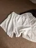 Shorts Casuales Blancos Sueltos Simples de Lino Delgado de Verano con Cintura Elástica y Cordón de Pierna Recta Ancha para Mujer, Versátiles y Adelgazantes