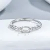 Anel S925 Prata Esterlina Completa 4x6/5x7mm Base Vazia DIY Strass com Fundo Pontiagudo Estilo ins para Usar em Camadas Douyin Espiga de Trigo Estrela