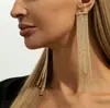 Pendientes Largos de Cadena de Malla de Aluminio con Borlas Estilo Europeo y Americano, Pendientes Za Geométricos Minimalistas y Audaces Estilo de Negocios