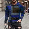 Nueva camiseta de pulóver casual para hombre de estilo europeo y americano, cuello redondo, manga larga, impresión 3D, corte ajustado, para comercio transfronterizo