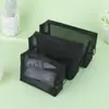 Bolsa de maquillaje de malla de nailon, bolsa de almacenamiento portátil de gran capacidad para viajes, organizador de artículos de tocador multifuncional con cremallera