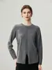 Abertura lateral ~ Suéter de cachemir con cuello redondo Otoño/Invierno 2026 Para mujer Color liso Prenda base Estilo elegante Suéter cálido