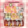 Caja de almacenamiento para accesorios para el cabello de niños, scrunchies, collares, cubierta transparente de gran capacidad, organizador de escritorio por capas, lindo organizador de pinzas para el cabello
