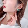 Pendientes de aguja de plata s925 de lujo ligero de alta gama elegantes que combinan con todo, circonita brillante tridimensional de doble capa giratoria de girasol