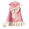 Novo Vestido Princesa de Cor Sólida Sem Mangas de Verão Europeu e Americano da Amazon com Laço Grande e Renda, Fofo e Doce, Popular para Meninas