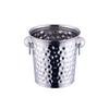 Balde de Champagne Padrão Martelo de Aço Inoxidável Balde de Gelo Portátil Doméstico para Exterior com Argola Balde para Vinho e Cerveja KTV Bar Hotel
