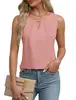 Roupas Femininas Transfronteiriças Europeias e Americanas Verão 2025 Novo Amazon Camiseta Lisa Plissada Regata Topsem Manga Vazado para Mulheres