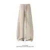 Pantalones casuales de pierna ancha, holgados, versátiles, estilo "old money", de lino sintético, con pierna curva, diseño americano vintage.