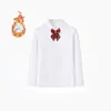 Camisa Branca Forrada com Fleece para Meninos, Fabricante com Estoque, Roupa de Performance Branca Espessa para Meninas Outono e Inverno, Camisa Térmica Infantil