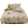 Juego de Cuatro Piezas de Vellón de Leche Clase A Invierno Engrosado Cálido Coral Vellón Ropa de Cama Funda de Edredón con Vellón Sábana Juego de Tres Piezas 4