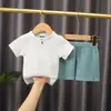 Conjunto de Shorts de Manga Corta de Algodón y Lino de Verano para Niños, Bebé, Color Puro, Doble Capa de Gasa de Algodón, Estilo Chino, Traje Holgado de Dos Piezas