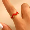 Anillo Abierto de Acero Inoxidable Estilo Francés Lujo Ligero Retro Gota de Aceite Moda Versátil Anillo de Oro de 18K que No se Desvanece Joyería Transfronteriza