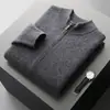 25 trajes nuevos para hombre de negocios, cárdigan casual, suéter con cremallera, tejido de punto de lana de doble cara, top básico de color liso