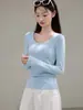 Camiseta Básica de Manga Larga con Cuello Redondo, Polar Fino Cepillado Versátil Eco-Silk de 260g para Mujer, Otoño e Invierno, Top de Hombro Normal
