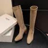 2026 Talla Grande 34-42 Botas de Cuero Elástico para Mujer Otoño e Invierno Botas Altas Tacón Grueso Alto Botas de Jinete Botas para Mujer Talla Grande
