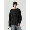 Outono/Inverno 2026 Novo Roupa de Baixo Masculina Estilo Japonês Design Simples Camiseta de Manga Longa com Design de Gola Artística Top Confortável