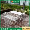 Americano Aire Libre Ocio Sencillo Balcón Mesa de Té Pequeña Retro Hierro Mesa y Sillas para Exterior Juego de Combinación de Mesa y Sillas para Patio