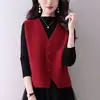 Chaleco de Punto con Cuello en V Estilo Nacional Nuevo Estilo Chino para Mujer, Suéter Nuevo sin Mangas de Principios de Primavera para Usar en Capas