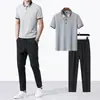 Comercio Exterior Casual Camiseta de Seda de Hielo Estilo Papá para Hombre Nueva Camisa Polo Versátil Transfronteriza de Manga Corta Conjunto Deportivo de Verano