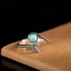 Anillo de serpiente turquesa con incrustaciones de plata de ley S925 con carácter, anillo abierto personalizado a juego para mujer.
