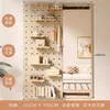 Perchero de Madera Maciza con Espejo de Vestir Integrado, Estante de Almacenamiento para Montar en Puerta, Espejo de Cuerpo Entero Deslizante para Montar en Pared para Recibidor