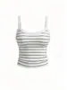 Camiseta regata listrada em cores contrastantes para mulheres, top esportivo sem mangas, modelagem justa, anti-exposição, regata elegante com costas abertas