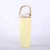 Botella de Agua Deportiva Transfronteriza Simple de Gran Capacidad con Asa, Taza Térmica de Acero Inoxidable 304, Taza Portátil para Exteriores de Doble Capa con Popote