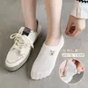Calcetines Bajos de Verano Finos Blancos Versátiles Lindos de Dibujos Animados Escote Barco para Mujer, Calcetines Invisibles Estilo Japonés Transpirables y Absorbentes de Sudor para Mujer