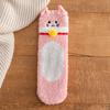 Calcetines de Coral de Gato de la Suerte para Mujer, Espesos para el Hogar, Gato de Dibujos Animados Lindo, Peludos para Dormir