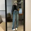 Jeans de Cintura Alta Pierna Ancha para Mujer 2024 Nueva Llegada Caliente Otoño Ajustados Caídos Retro Tubo Recto Pantalones Primavera y Otoño