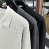 Popular Suéter de Punto de Manga Larga de Algodón Puro con Cuello de Gaviota para Hombre Transmitido en Vivo, Camiseta Polo de Color Sólido para Hombre de Otoño, Buen Vendedor