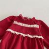 Ropa de Otoño 2026 para Niñas, Ropa de Pana Roja, Ropa Coreana para Salir de Bebé, Body de una Pieza para Bebé