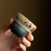 Taza de Té Cerámica Pintada a Mano Camelia Azul Glaseado de Caramelo Dinastías Tang y Song Taza de Té Kung Fu Taza Individual Taza