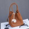 Bolsa Feminina Novo Estilo, Bolsa Cesta de Couro Genuíno, Grande Capacidade, Moderna e Versátil, Bolsa de Ombro Único Transversal, Bolsa de Mão para o Dia a Dia, Bolsa Saco