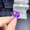 Anillo Abierto de Zircón Morado Profundo de Gama Alta de Moda, Producto Nuevo Más Vendido en Transmisión en Vivo, Anillo para Mujer con Diamantes Completos, Amatista Simulada