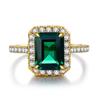 Explosiones Transfronterizas Anillo de Esmeralda de Plata Esterlina 925 Chapado en Oro de 18K Europeo y Americano Cuadrado Bolsa Princesa Anillo Cuadrado Venta al por Mayor