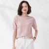 Primavera y Otoño Nuevo Estilo Tejido Manga Corta para Mujer Manga Tres Cuartos Cuello Redondo Jersey Delgado Tejido de Lana Camiseta Básica Suéter de Media Manga