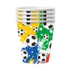 Temática de Fiesta de Fútbol Mundial Vajilla Desechable de Papel Vasos de Papel Servilletas de Papel Manteles Decoración con Banderines