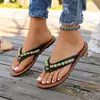 Chanclas bohemias verano dulces con cuentas cómodas talla grande estilo étnico sandalias planas