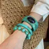 Pulseira de contas redondas com concha em degradê de resina, toque de luxo leve e de alta qualidade, acessório de mão com design personalizado no atacado