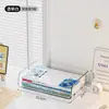 Estante de mesa transparente para arquivos, estante quadrada para livros, prateleira de armazenamento para gerenciamento de livros, escritório, acrílico, papel A4, caixa de quatro compartimentos