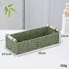 Cesta de Almacenamiento Rectangular de Cuerda de Papel Estilo Retro con Asa de Madera, Caja de Almacenamiento para Artículos Varios de Escritorio, Cesta para Artículos de Baño y Aromaterapia