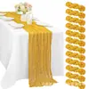 Amazon Bali Chifón Arrugado Mantel Individual, Mantel de Gasa Semitransparente, Mantel de Boda Estilo Bohemio Festivo