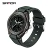 Reloj Estudiante Sanda Pantalla Dual Multifuncional Despertador 2 Zonas Horarias Moda Tendencia Reloj Electrónico Resistente al Agua Luminoso Reloj de Pulsera para Hombres Mujeres