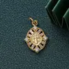Acessórios banhados a ouro cobre com micro zircônia incrustada deusa do sol Guanyin foice pérola pingente pingente de colar diy