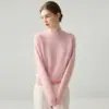 Suéter Base de Lã Quente Macio Fofo Aumentado Outono/Inverno Novo Caxemira Feminino Gola Meia-Alta Amplo Amigo da Pele Tricô